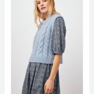 Rails Alexis cable knit wool alpaca Sweater Vest Size S baby‎ sky blue